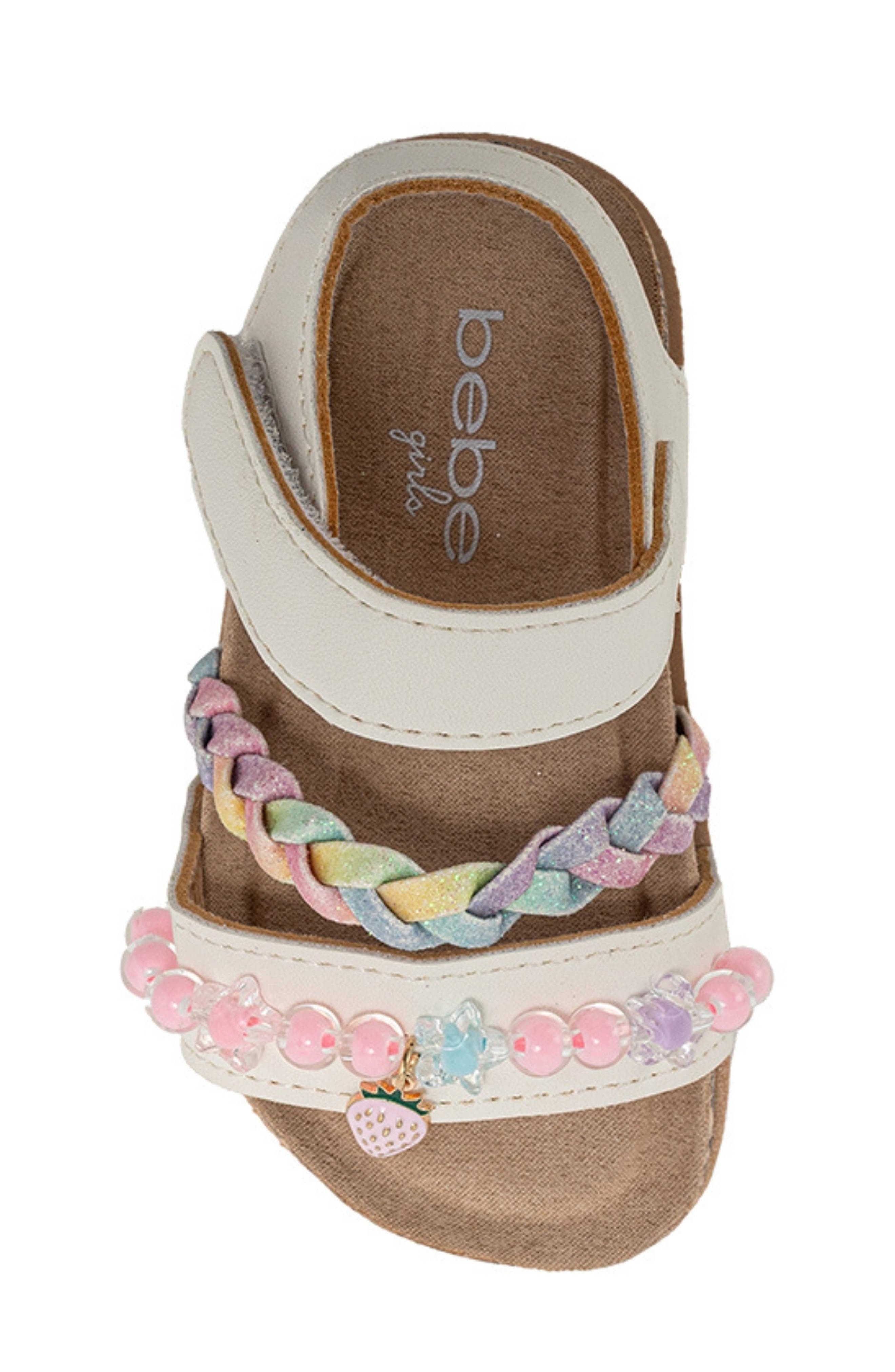 bebe Berry Beaded & Braided Sandal, Alternate, color, White Multi