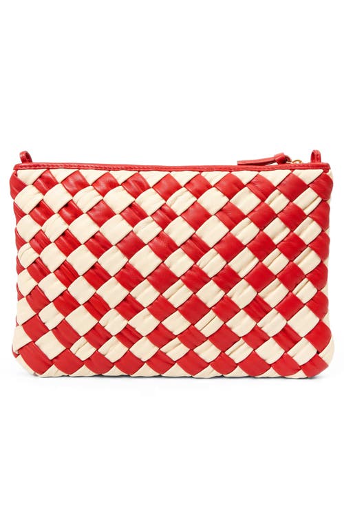 Shop Clare V . Woven Leather Flat Clutch In Red Multi