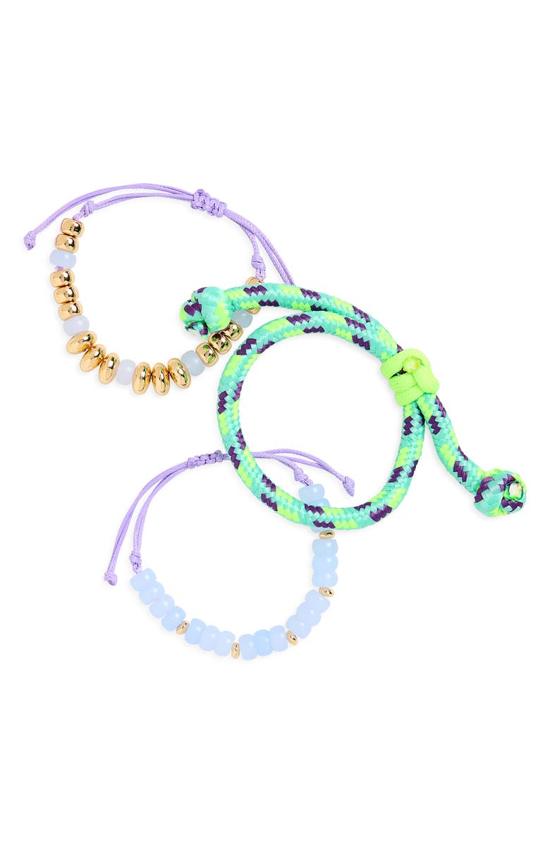 Leith Assorted 3-Pack Paracord Beaded Bracelet, Main, color, Turq Multi- Gold