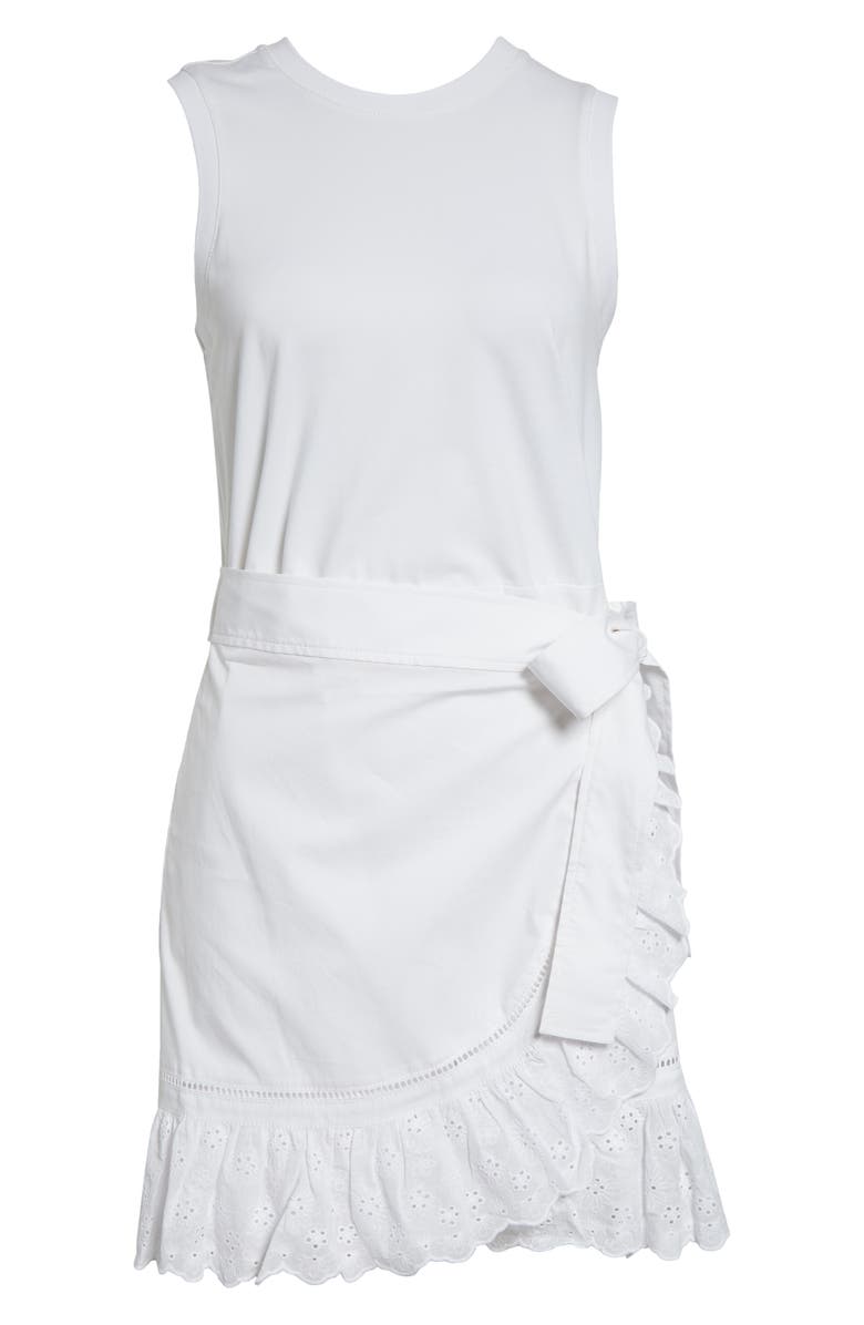 Cinq à Sept Sleeveless Eyelet Stretch Cotton Wrap Dress, Alternate, color, White