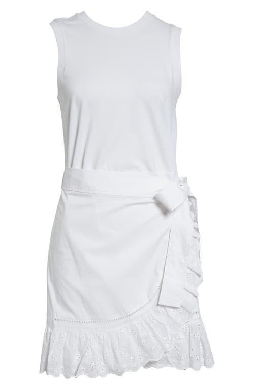Cinq À Sept Bethel Draped-ruffle Sleeveless Crepe Mini Dress In White