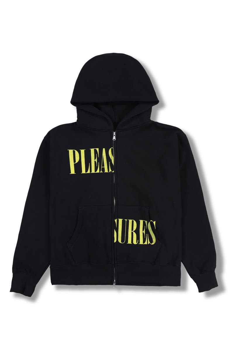 PLEASURES Split Graphic Zip Hoodie, Alternate, color, Black