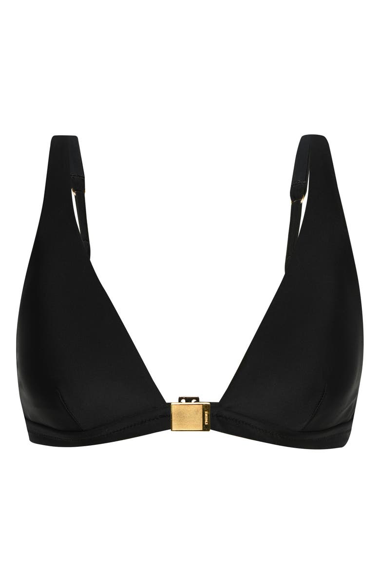 L'AGENCE Lexie Solid Triangle Bikini Top, Alternate, color, Black