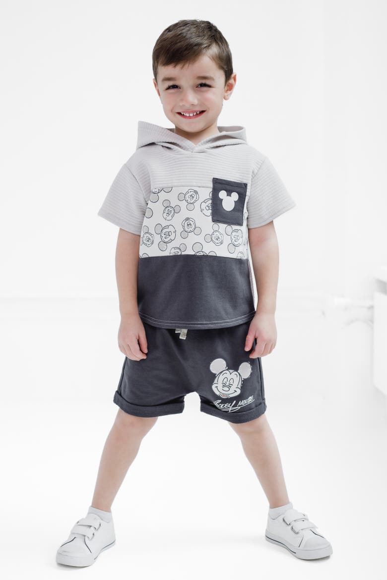 Mickey Mouse 2-Piece Hooded Tee and Shorts Set, Alternate, color, Dark Grey Mickey
