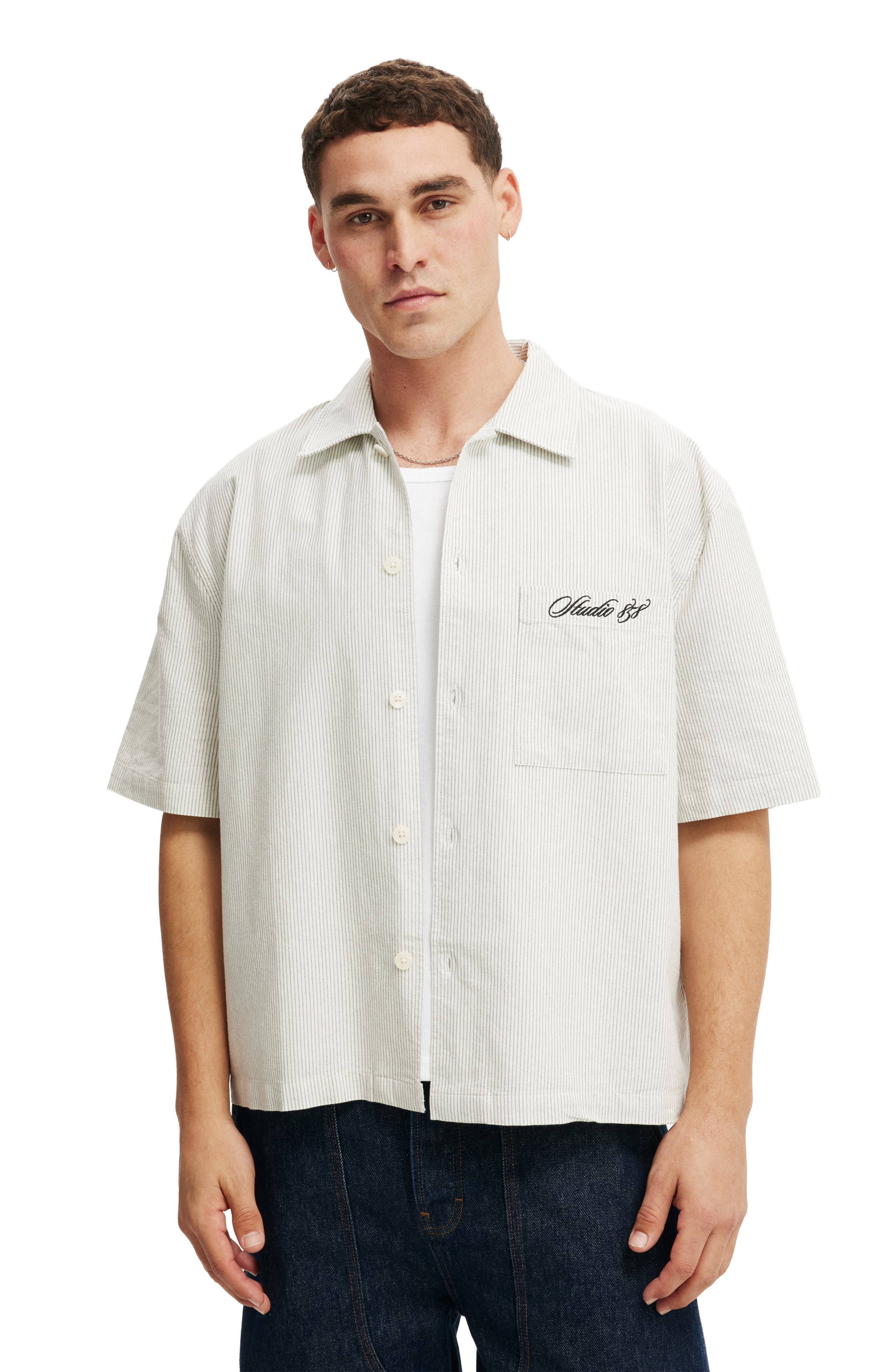 Off White Stripe Emb