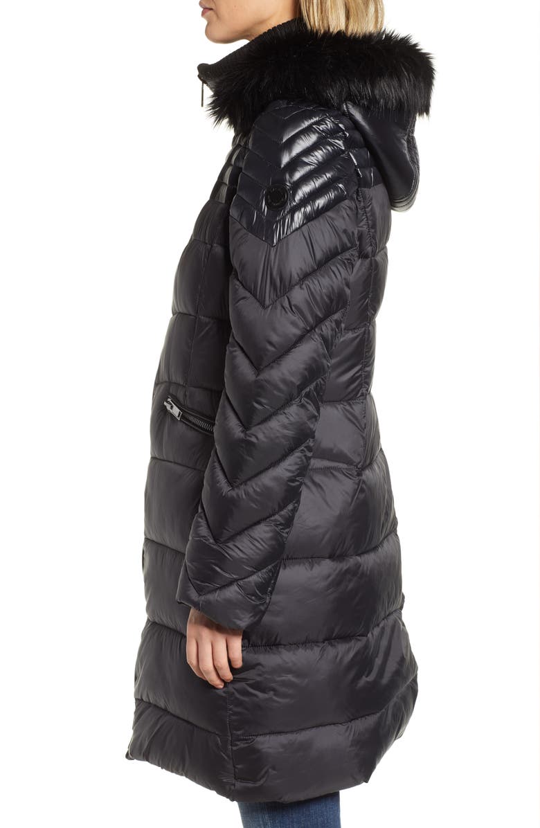 RACHEL Rachel Roy Faux Fur Detail Water Resistant Puffer Coat, Alternate, color, 