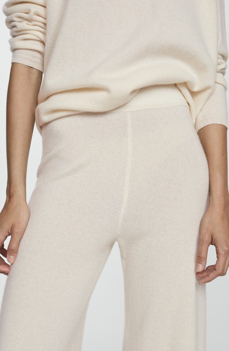 MANGO Cashmere Wide Leg Pants, Alternate, color, Off White
