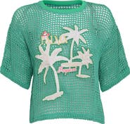 Maaji Tropical Sheer Cotton Crochet Cover-Up T-Shirt