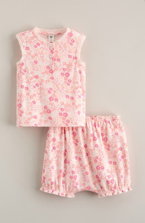 Lace Trim Cotton Rib Tank & Bloomers Set (Baby)