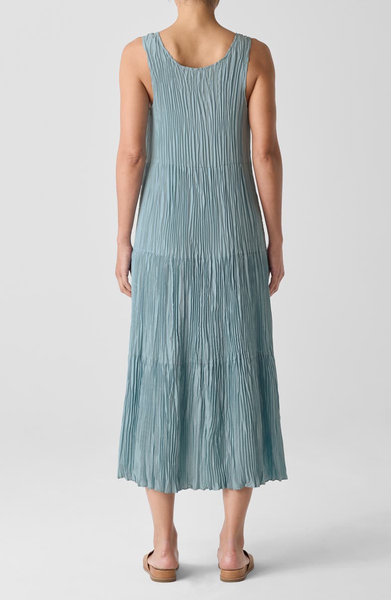 Eileen Fisher Tiered Pleated Silk Midi Dress, Alternate, color, Seafoam