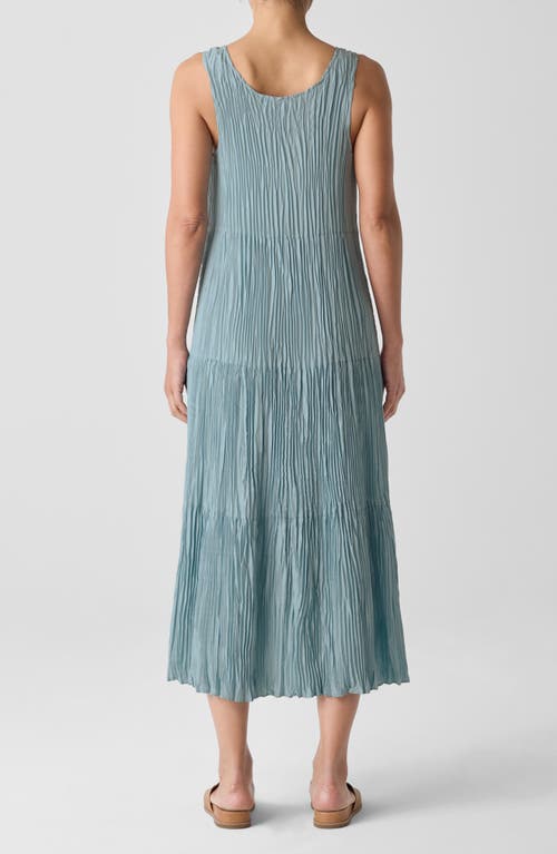 Eileen Fisher Tiered Pleated Silk Midi Dress In Seafoam