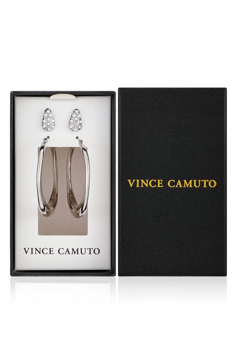 Vince Camuto Hoop and Stud Earring Set, Main, color, Silver Tone
