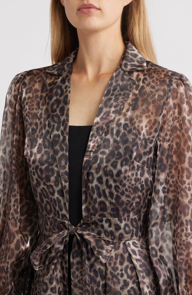 Julia Jordan Long Sleeve Jumpsuit with Overlay, Alternate, color, Leopard