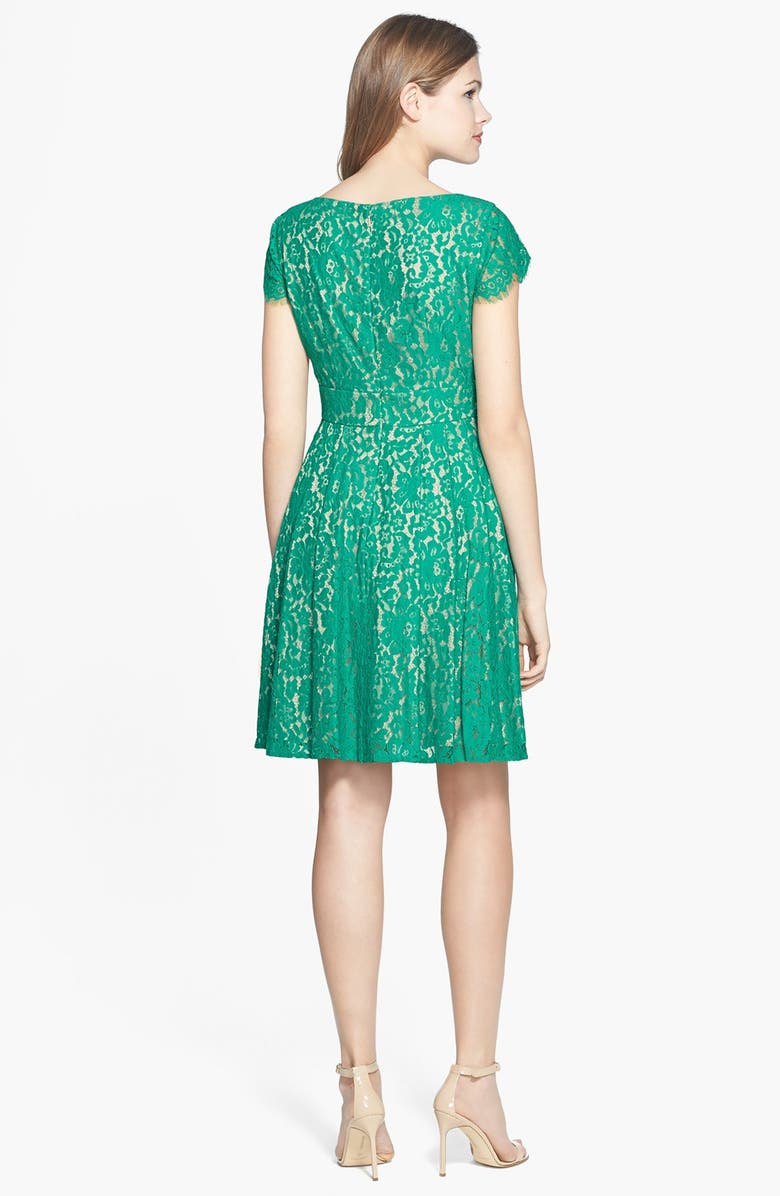Eliza J Short Sleeve Lace Fit & Flare Dress, Alternate, color,