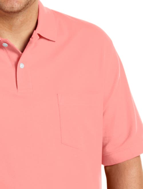 Harbor Bay By Dxl Big & Tall Pocket Piqué Polo Shirt In Peach Amber