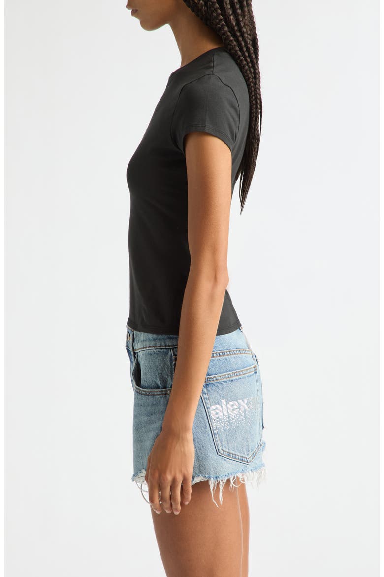 Logo Print Fitted Stretch Cotton T-Shirt, Alternate, color, BLACK