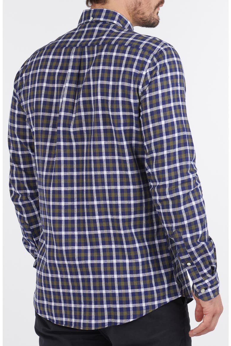 Check Linen & Cotton Button-Down Shirt, Alternate, color, INKY BLUE