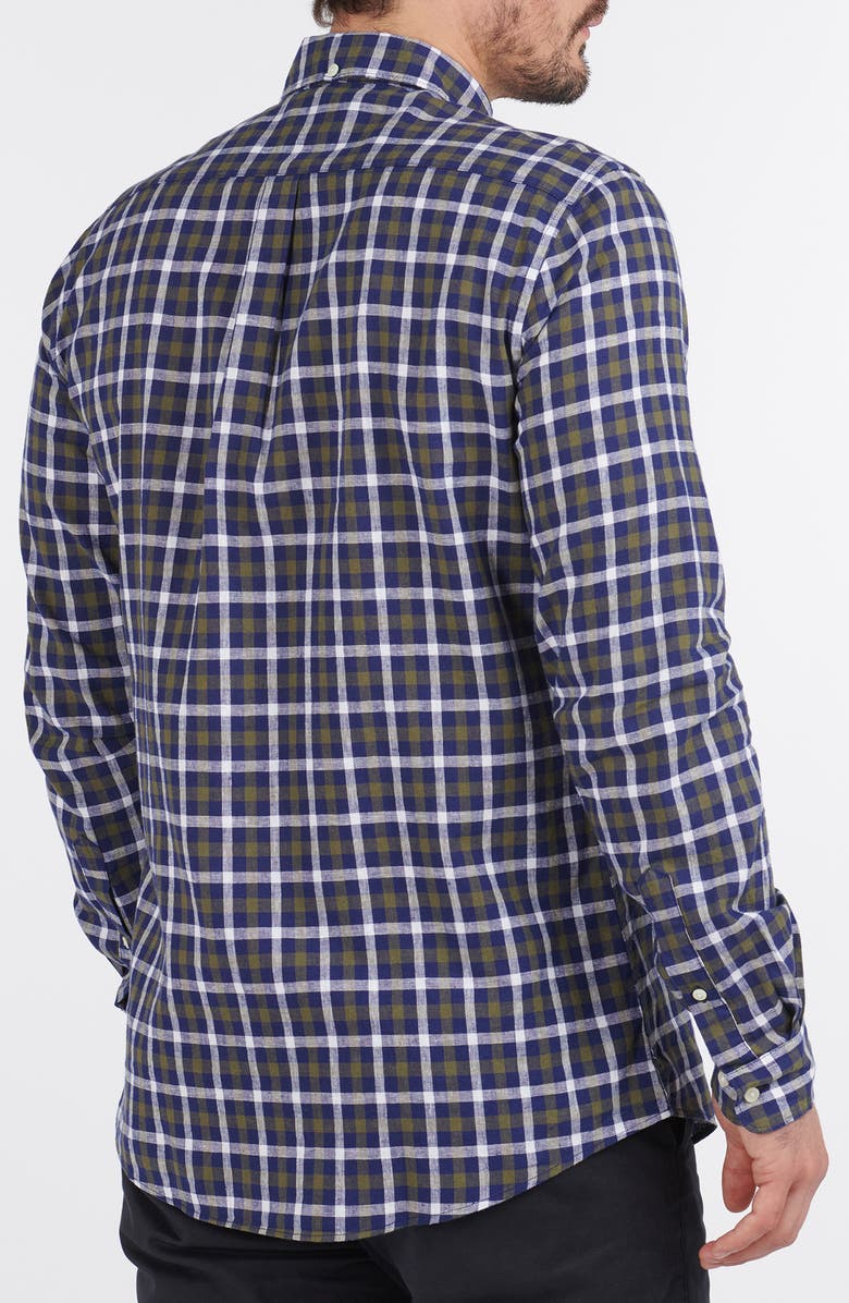 Barbour Check Linen & Cotton Button-Down Shirt, Alternate, color,