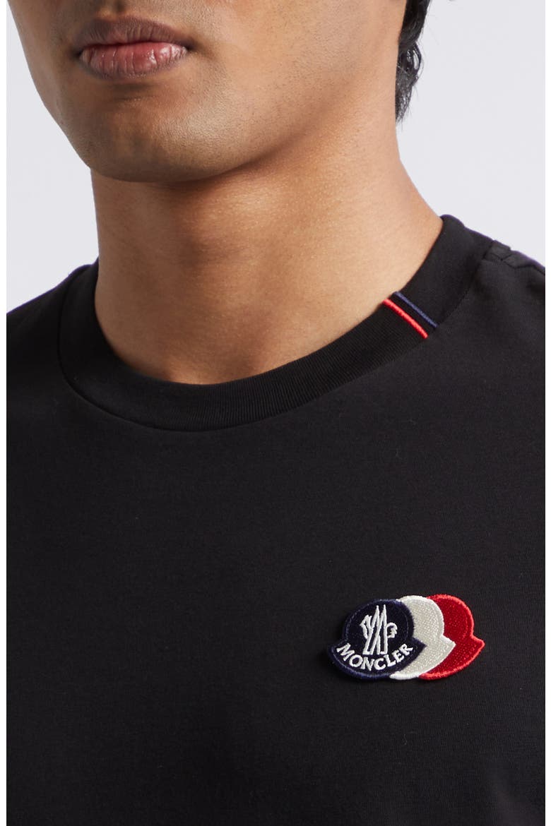 Tricolor Logo Patch Pima Cotton T-Shirt, Alternate, color, BLACK