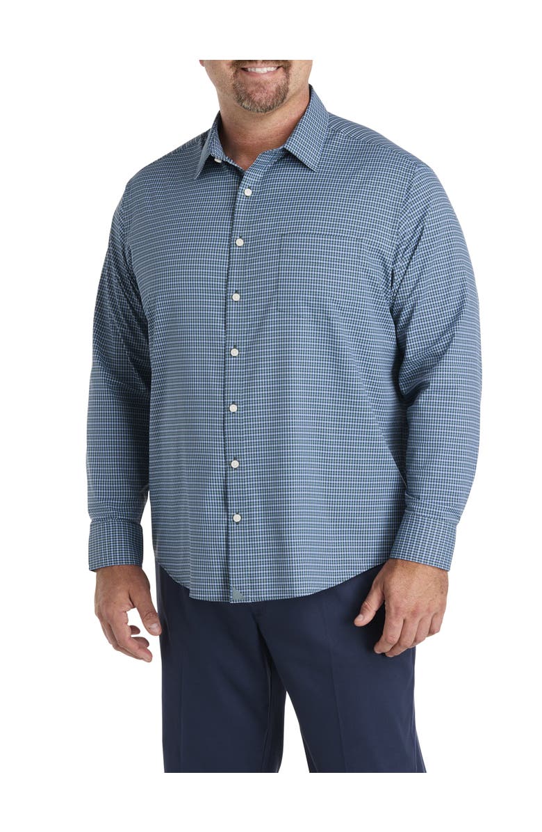 Untuckit Fit by Dxl Big & Tall Delune Plaid Performance Sport Shirt, Main, color, Blue