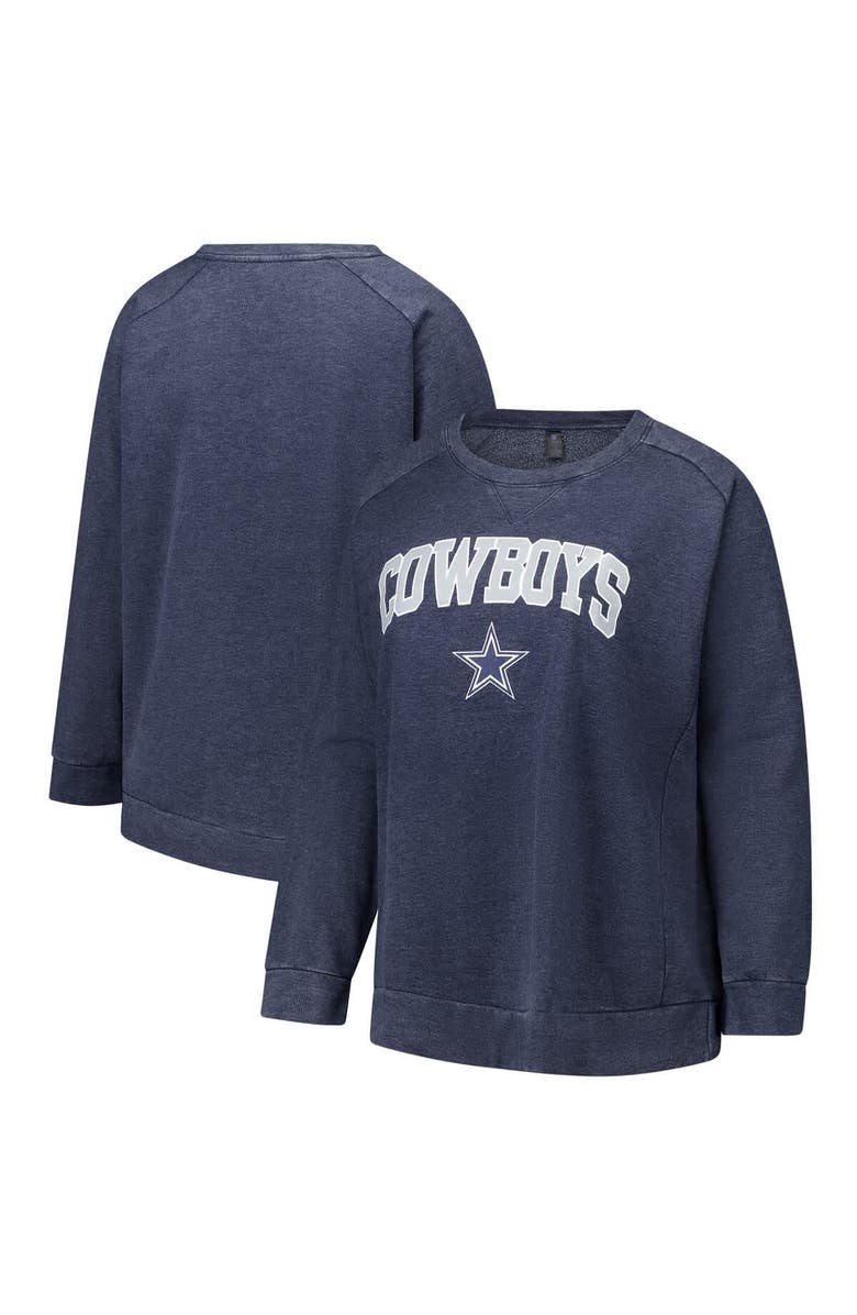 PROFILE Women's Fanatics  Navy Dallas Cowboys Acid Wash Raglan Pullover Sweatshirt, Main, color, Navy