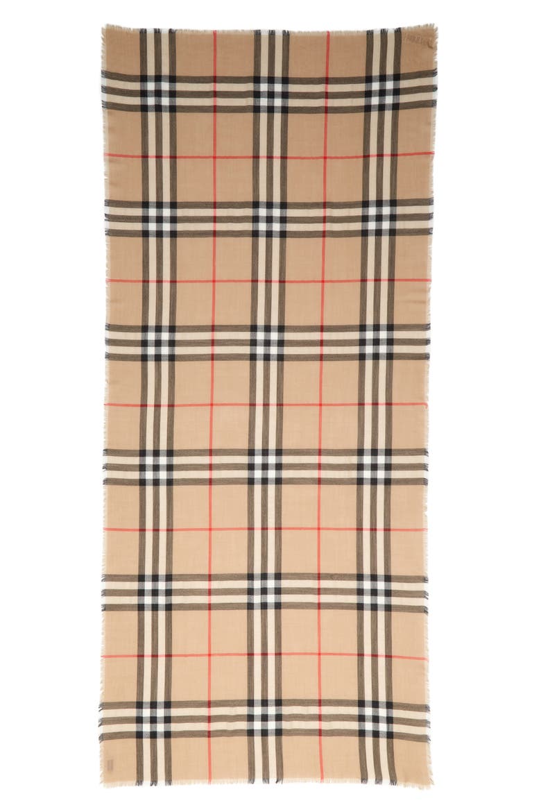 Giant Check Wool Fringe Scarf, Main, color, ARCHIVE BEIGE