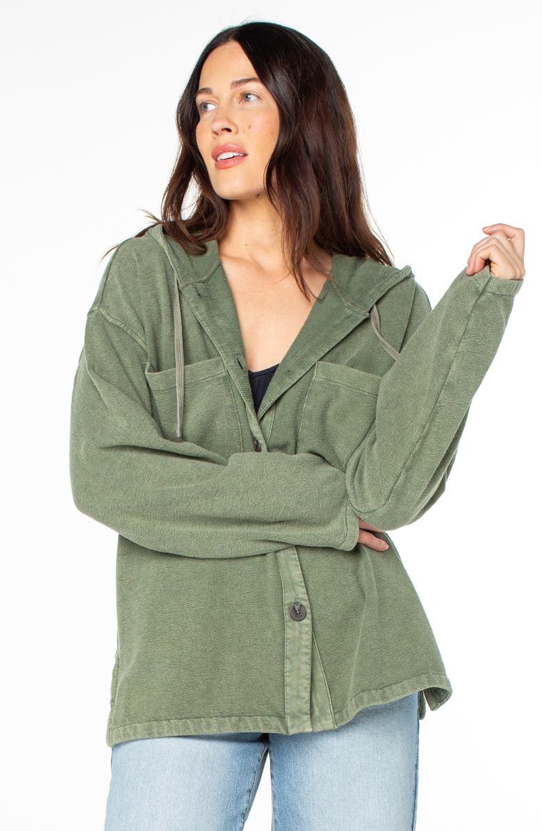 Roxy Clear Water Cotton Hooded Shacket, Alternate, color, 