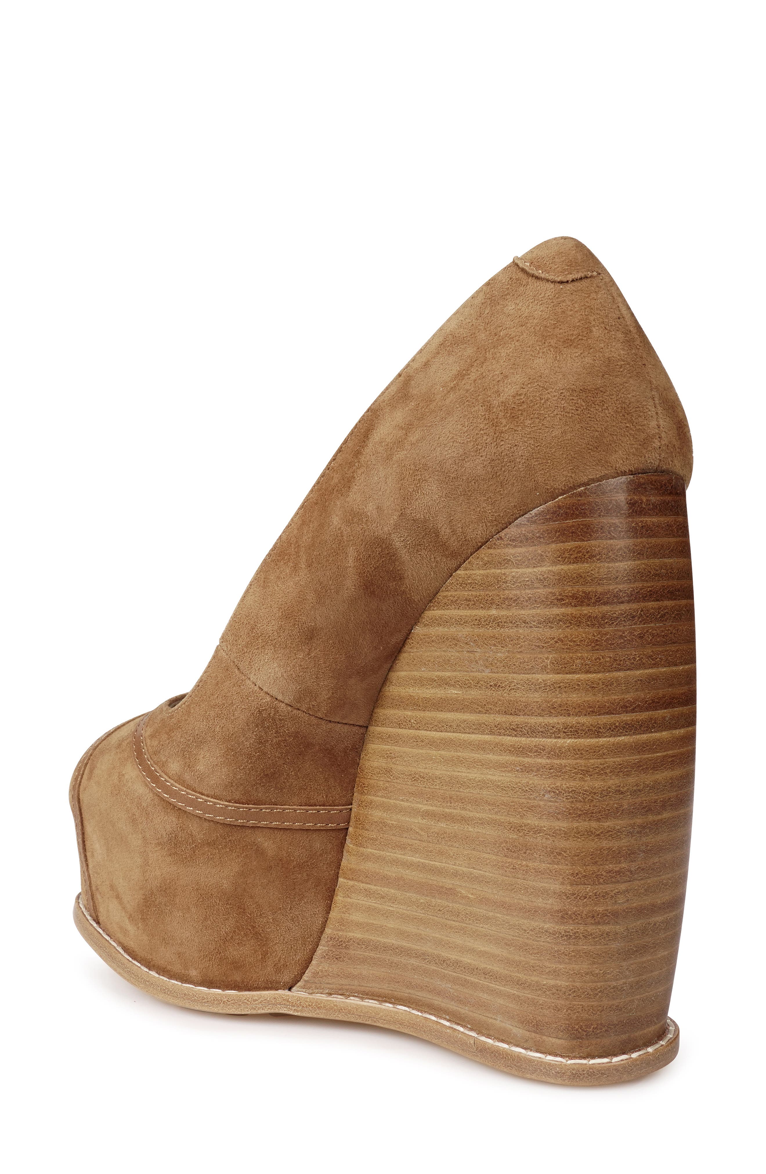 Domenika Peep Toe Platform Wedge Sandal, Alternate, color, TOBACCO SD