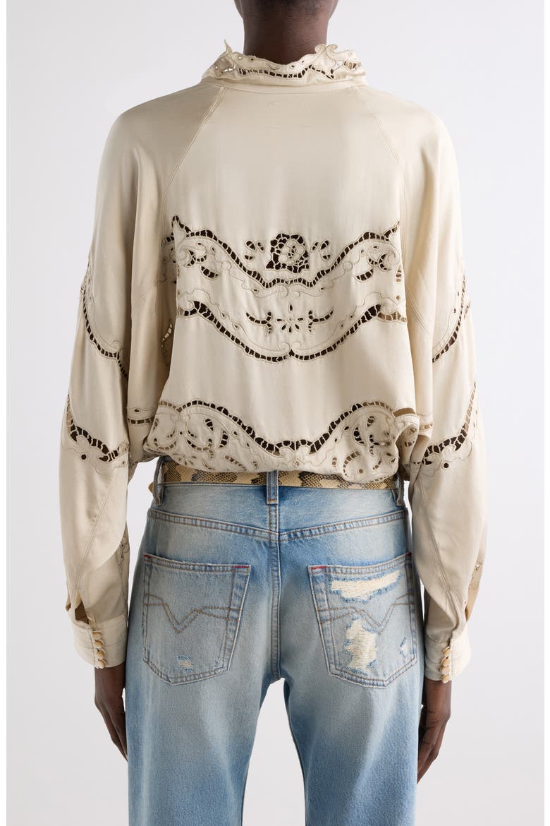 Enelia Embroidered Stretch Silk Top, Alternate, color, CHAMPAGNE