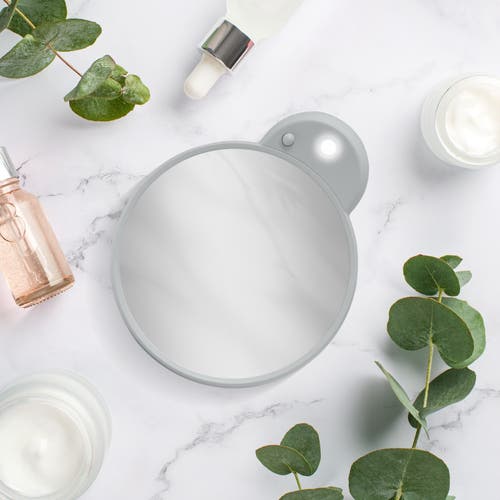 Zadro Lighted Compact Mirror With 10x Magnification & Retractable Suction Cups In Gray