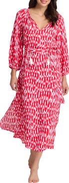 Tommy Bahama Ikat Stripe Tie Waist Cover-Up Dress
