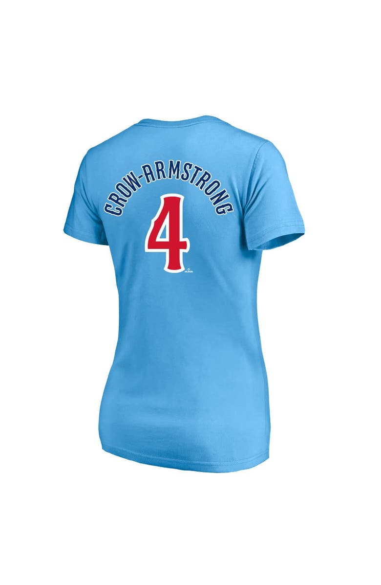 PROFILE Women's Profile Pete Crow-Armstrong Light Blue Chicago Cubs Plus Size Name & Number V-Neck T-Shirt, Alternate, color, Light Blue