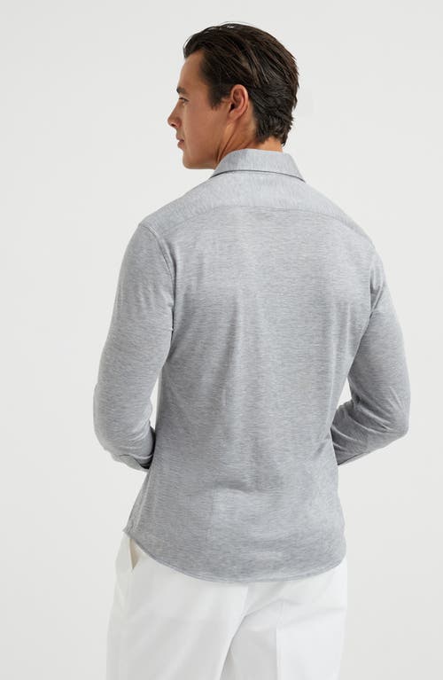 Brunello Cucinelli Silk-cotton Button-up Shirt In Gray