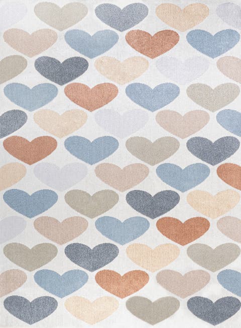 Dila Modern Hearts Geometric Machine-Washable Area Rug