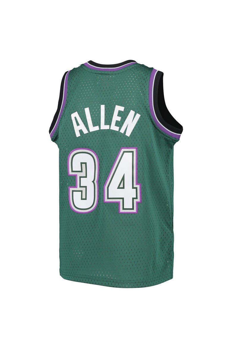 Youth Mitchell & Ness Ray Allen Green Milwaukee Bucks 1996-97 Hardwood Classics Swingman Jersey, Alternate, color, Green