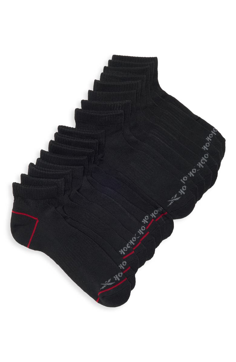 Reebok 8-Pack Assorted Terry Quarter Socks, Main, color, Black