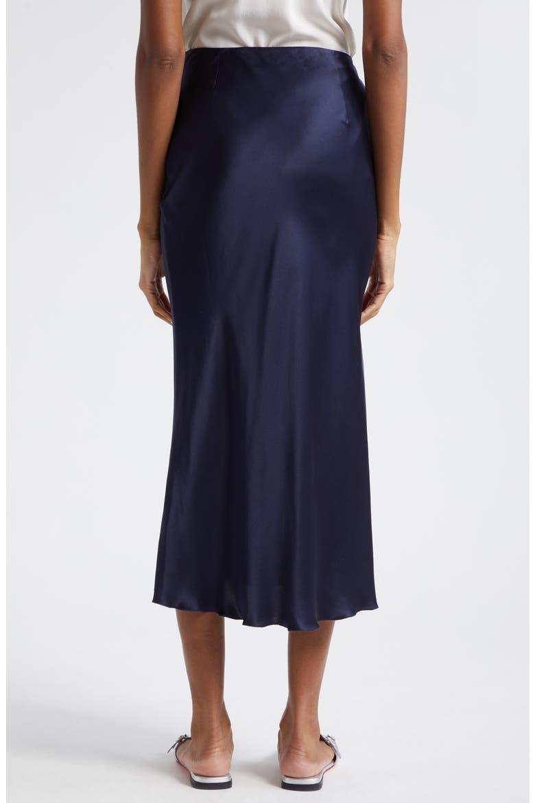 Bias Cut Silk Charmeuse Midi Skirt, Alternate, color, INK
