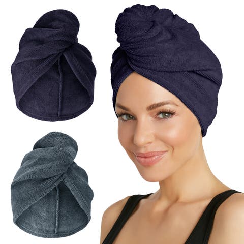 2 Pack Hair Towel Wraps for Straight, Wavy, Curly Hair