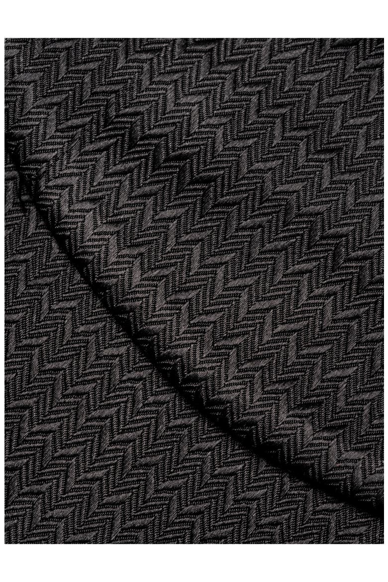 Black Herringbone Silk Bow Tie, Alternate, color, BLACK