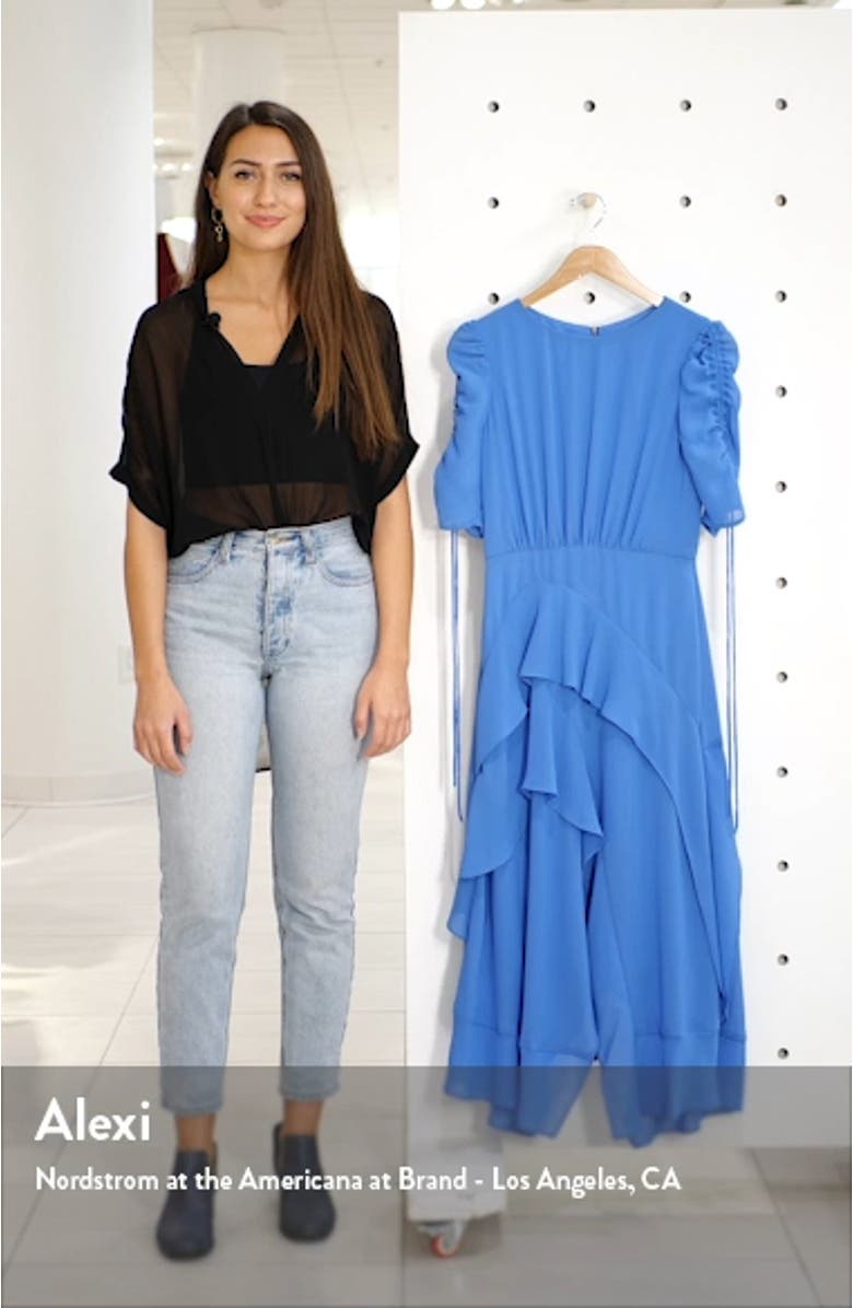Ruched Sleeve Tiered Georgette Dress, sales video thumbnail