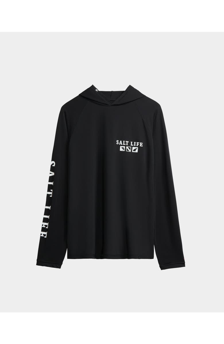 Salt Life Angler Tactics Lightweight Performance Hoodie, Main, color, Black