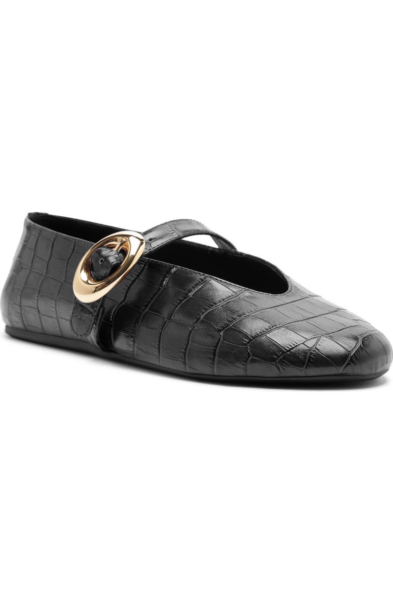 Arezzo Erica Croc Embossed Ballet Flat, Main, color, Black