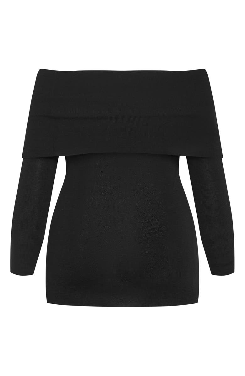 City Chic Florence Foldover Off the Shoulder Sweater, Alternate, color, Black