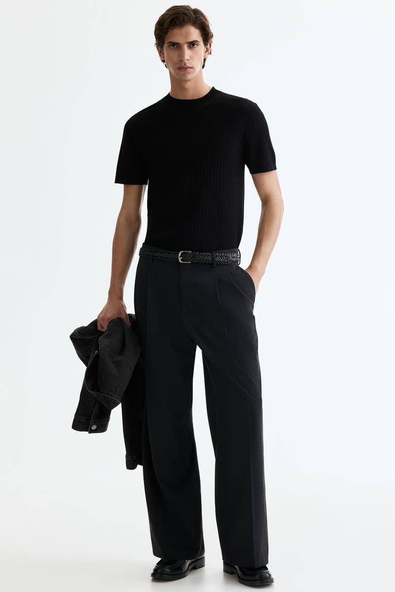 Slim Fit Knitted T-shirt, Alternate, color, Black