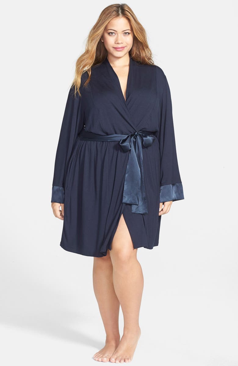 Midnight by Carole Hochman Satin Trim Robe, Main, color, 