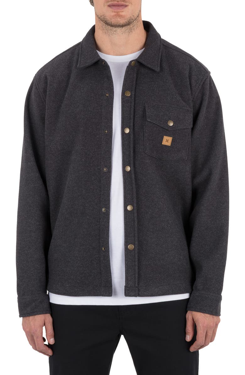 Hurley Santa Cruz Seaside Solid Flannel Button-Up Shirt Jacket, Main, color,