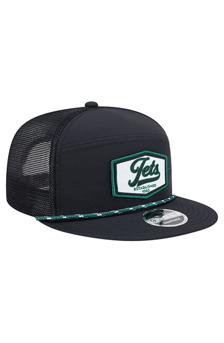 New Era Men's New Era Black New York Jets Ripstop Patch 9FIFTY Split Panel Snapback Hat, Alternate, color, Black