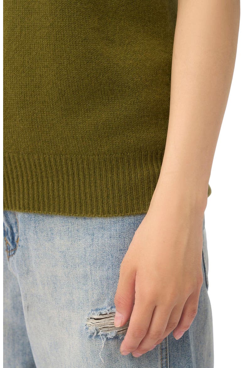 Women's Relaxed V-Neck Cashmere Vest, Alternate, color, olive drab
