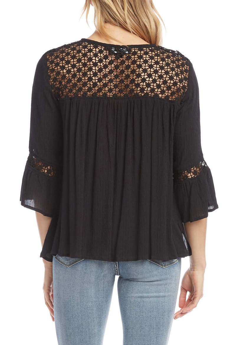 Lace Inset Blouse, Alternate, color, BLACK