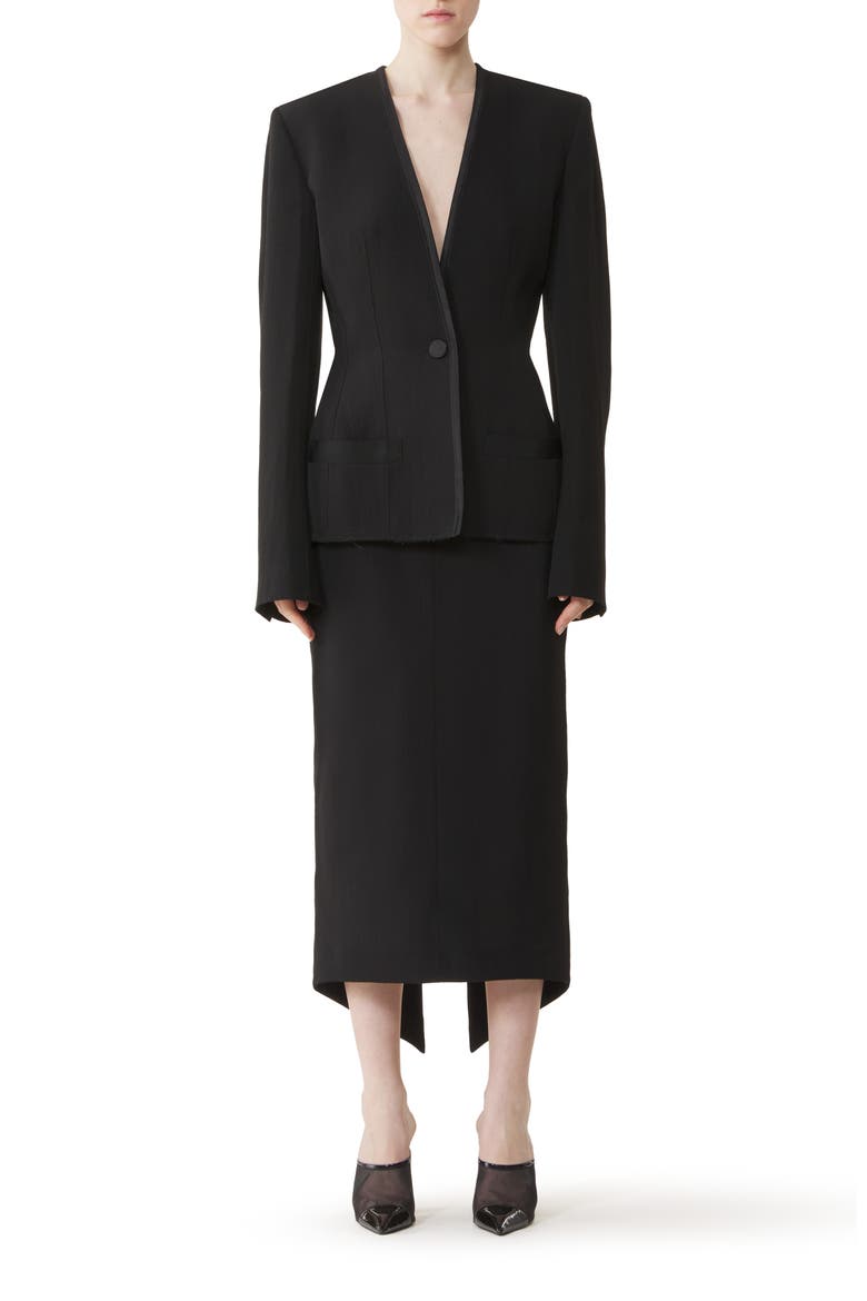 Silk And Viscose Open-Back Jacket, Main, color, Black